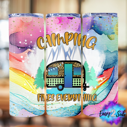 Camping Fixes Everything Sublimation Tumbler Transfer Print, Ready To Press Sublimation Transfer, Image transfer, Tumbler Transfer Sheet