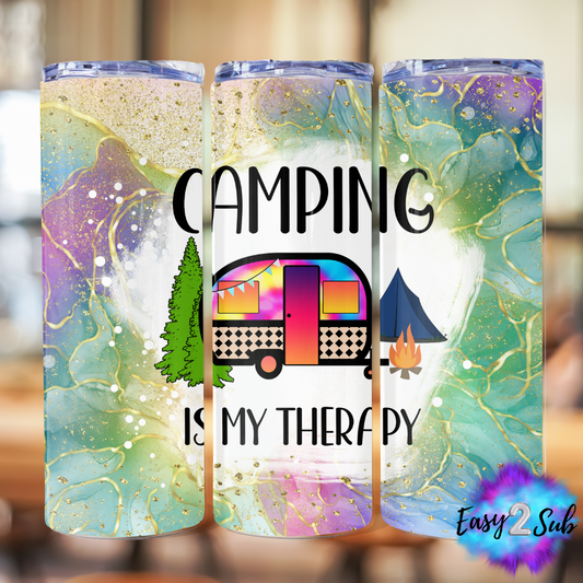 Camping is my Therapy Sublimation Tumbler Transfer Print, Ready To Press Sublimation Transfer, Image transfer, Tumbler Transfer Sheet