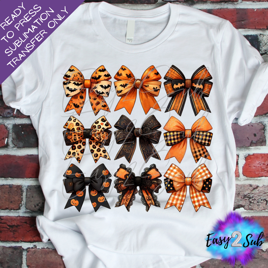 Halloween Coquette Bows Sublimation Transfer Print, Ready To Press Sublimation Transfer, Image transfer, T-Shirt Transfer Sheet