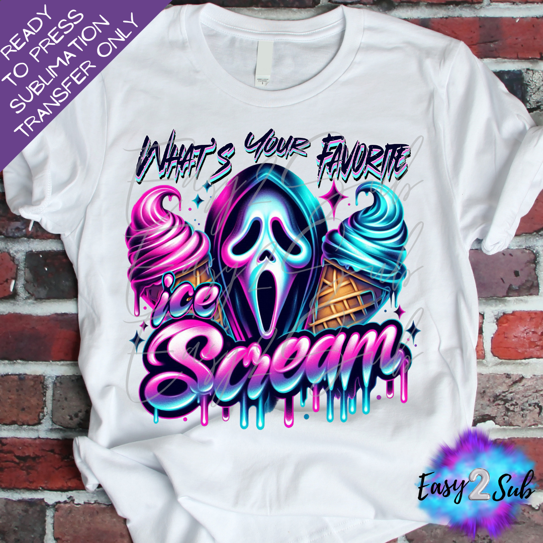 What's Your Favorite Ice Cream? Sublimation Transfer Print, Ready To Press Sublimation Transfer, Image transfer, T-Shirt Transfer Sheet