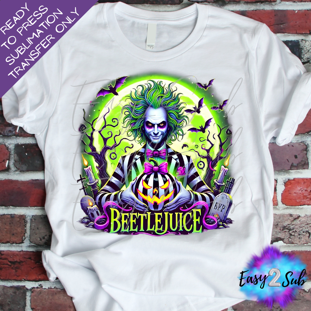 BeetleJuice Sublimation Transfer Print, Ready To Press Sublimation Transfer, Image transfer, T-Shirt Transfer Sheet