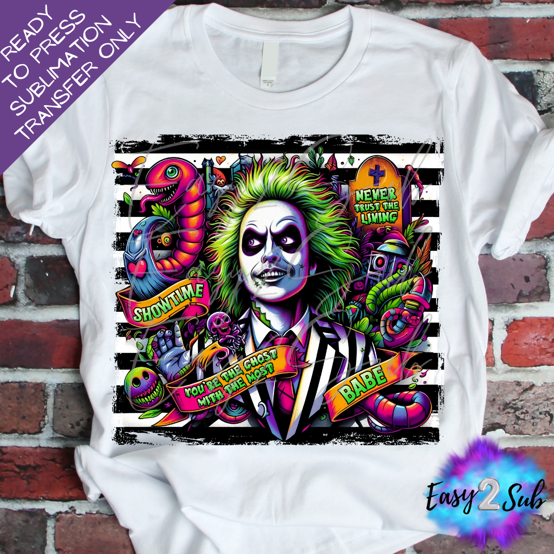 BeetleJuice Sublimation Transfer Print, Ready To Press Sublimation Transfer, Image transfer, T-Shirt Transfer Sheet