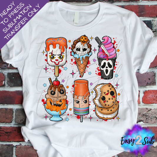 Horror Ice Cream Sublimation Transfer Print, Ready To Press Sublimation Transfer, Image transfer, T-Shirt Transfer Sheet