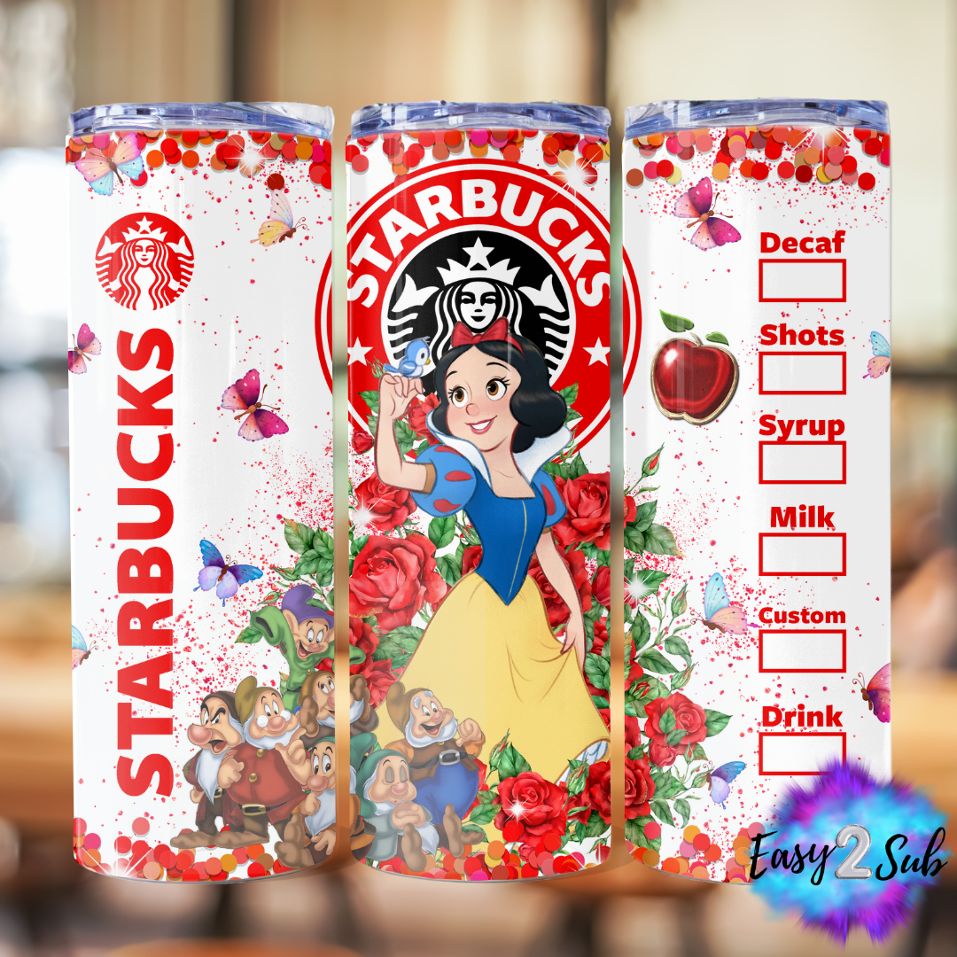 Snow White Sublimation Tumbler Transfer Print, Ready To Press Sublimation Transfer, Image transfer, Tumbler Transfer Sheet