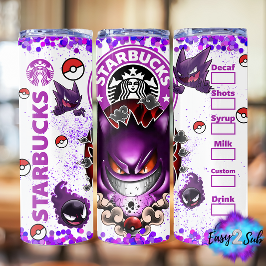 Gengar Sublimation Tumbler Transfer Print, Ready To Press Sublimation Transfer, Image transfer, Tumbler Transfer Sheet