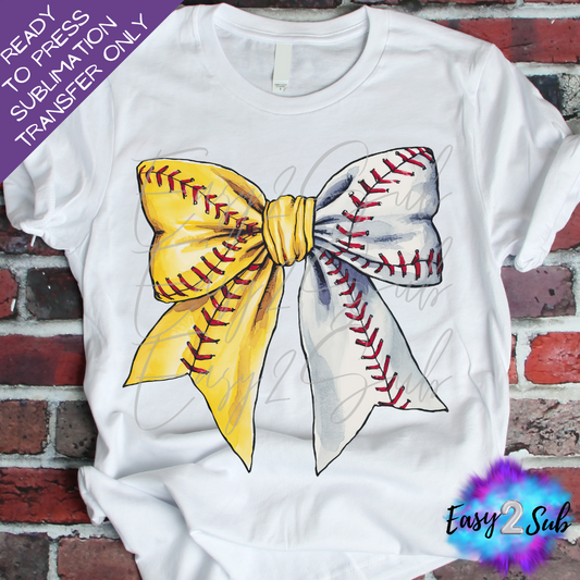 Softball & Baseball Coquette Bow Sublimation Transfer Print, Ready To Press Sublimation Transfer, Image transfer, T-Shirt Transfer Sheet