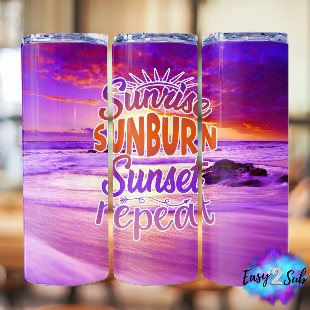 Sunrise Sunburn Sunset Repeat Sublimation Tumbler Transfer Print, Ready To Press Sublimation Transfer, Image transfer, Tumbler Transfer Sheet