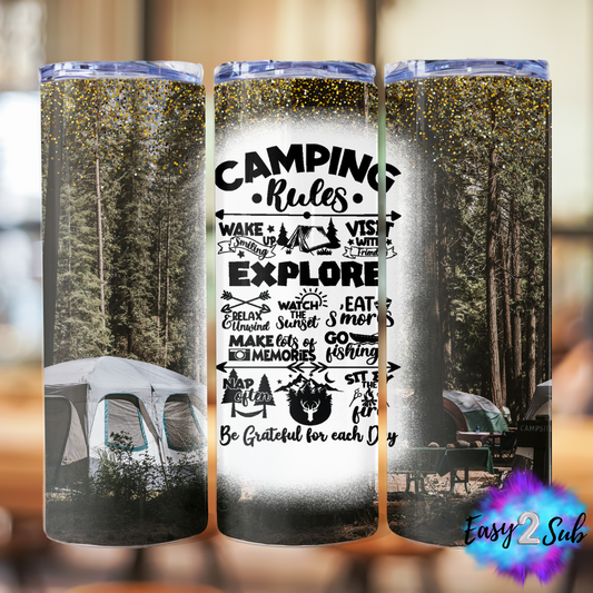 Camping Rules Sublimation Tumbler Transfer Print, Ready To Press Sublimation Transfer, Image transfer, Tumbler Transfer Sheet