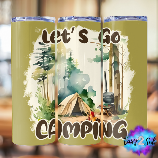 Lets Go Camping Sublimation Tumbler Transfer Print, Ready To Press Sublimation Transfer, Image transfer, Tumbler Transfer Sheet