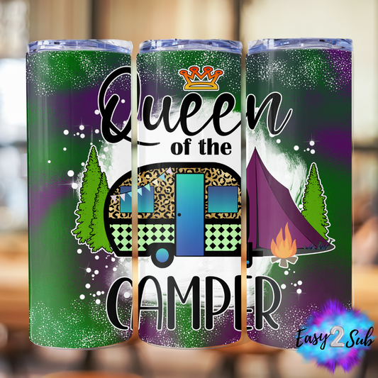 Queen of the Camper Sublimation Tumbler Transfer Print, Ready To Press Sublimation Transfer, Image transfer, Tumbler Transfer Sheet