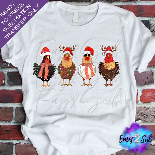 Christmas Chickens Sublimation Transfer Print, Ready To Press Sublimation Transfer, Image transfer, T-Shirt Transfer Sheet