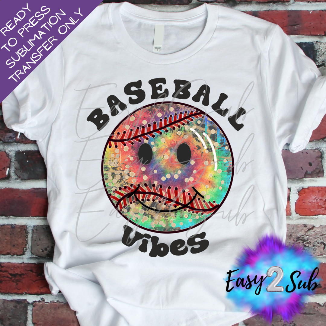 Baseball Vibes Tie Dye Sublimation Transfer Print, Ready To Press Sublimation Transfer, Image transfer, T-Shirt Transfer Sheet