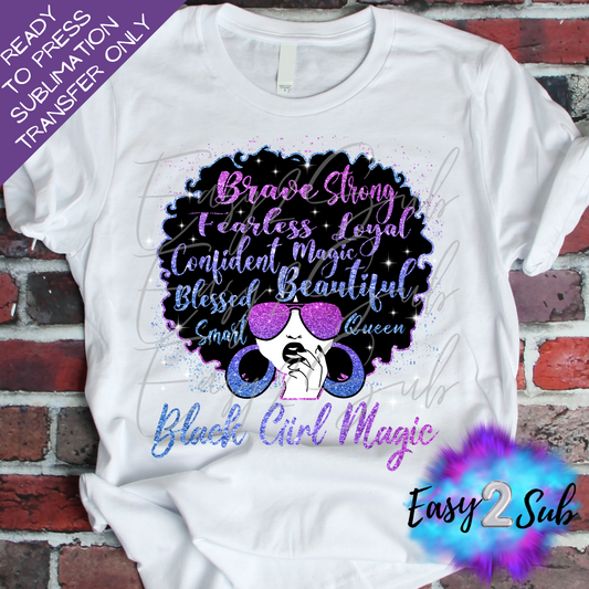 Black Girl Magic Afro With Glasses Sublimation Transfer Print, Ready To Press Sublimation Transfer, Image transfer, T-Shirt Transfer Sheet
