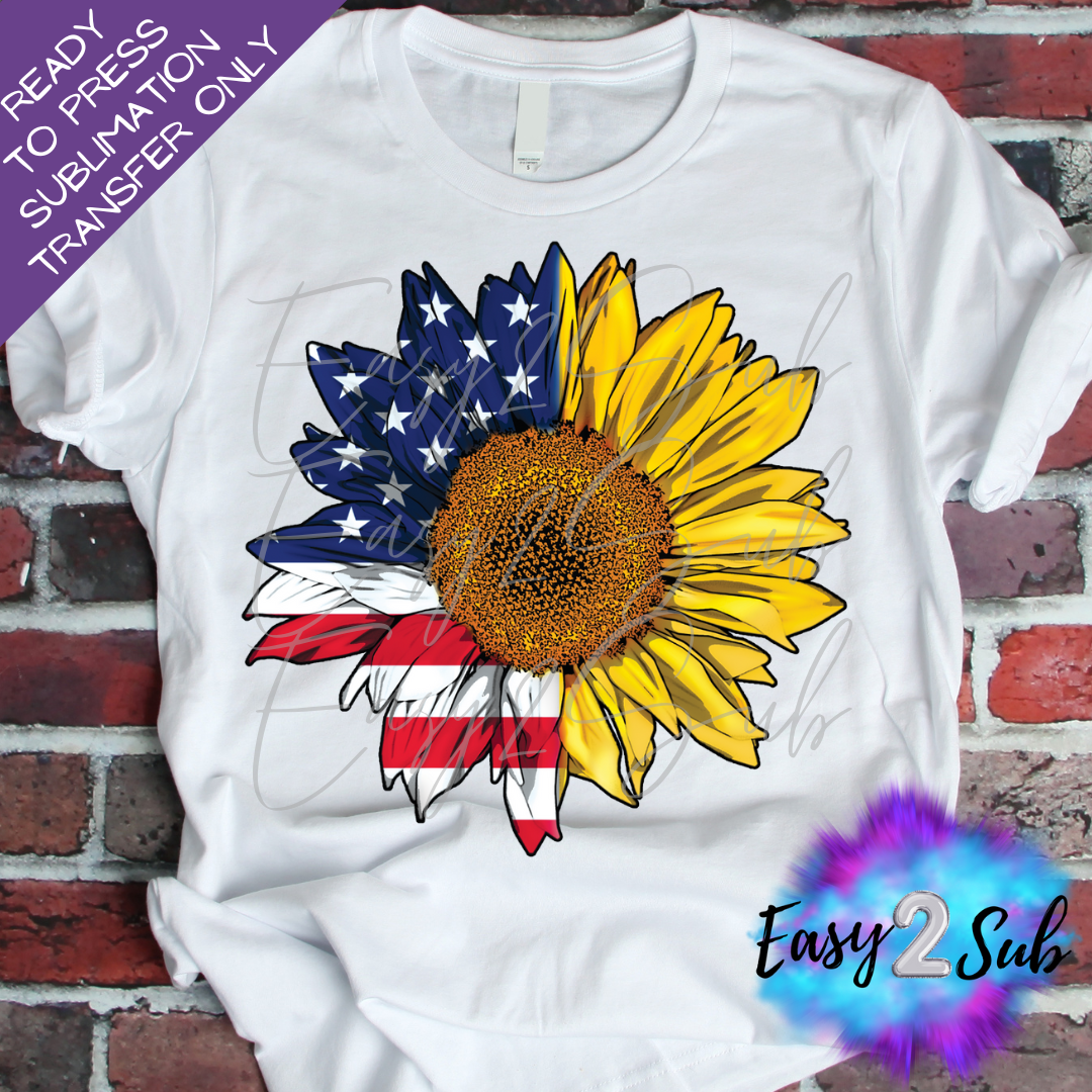 July 4th Sunflower Sublimation Transfer Print, Ready To Press Sublimation Transfer, Image transfer, T-Shirt Transfer Sheet