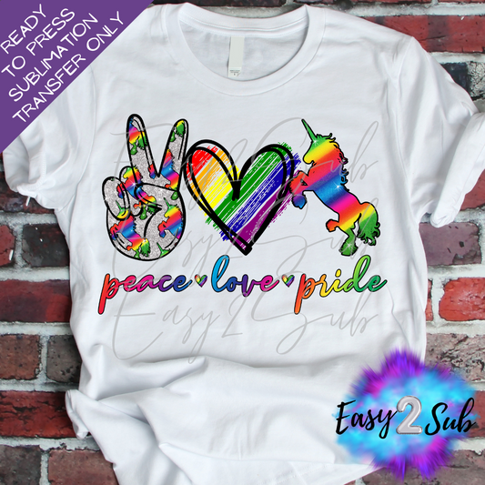 Peace Love Pride Sublimation Transfer Print, Ready To Press Sublimation Transfer, Image transfer, T-Shirt Transfer Sheet