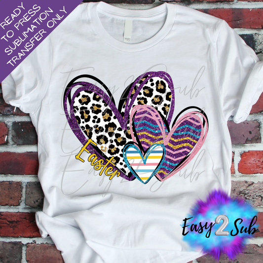 Easter Hearts Leopard Print Sublimation Transfer Print, Ready To Press Sublimation Transfer, Image transfer, T-Shirt Transfer Sheet