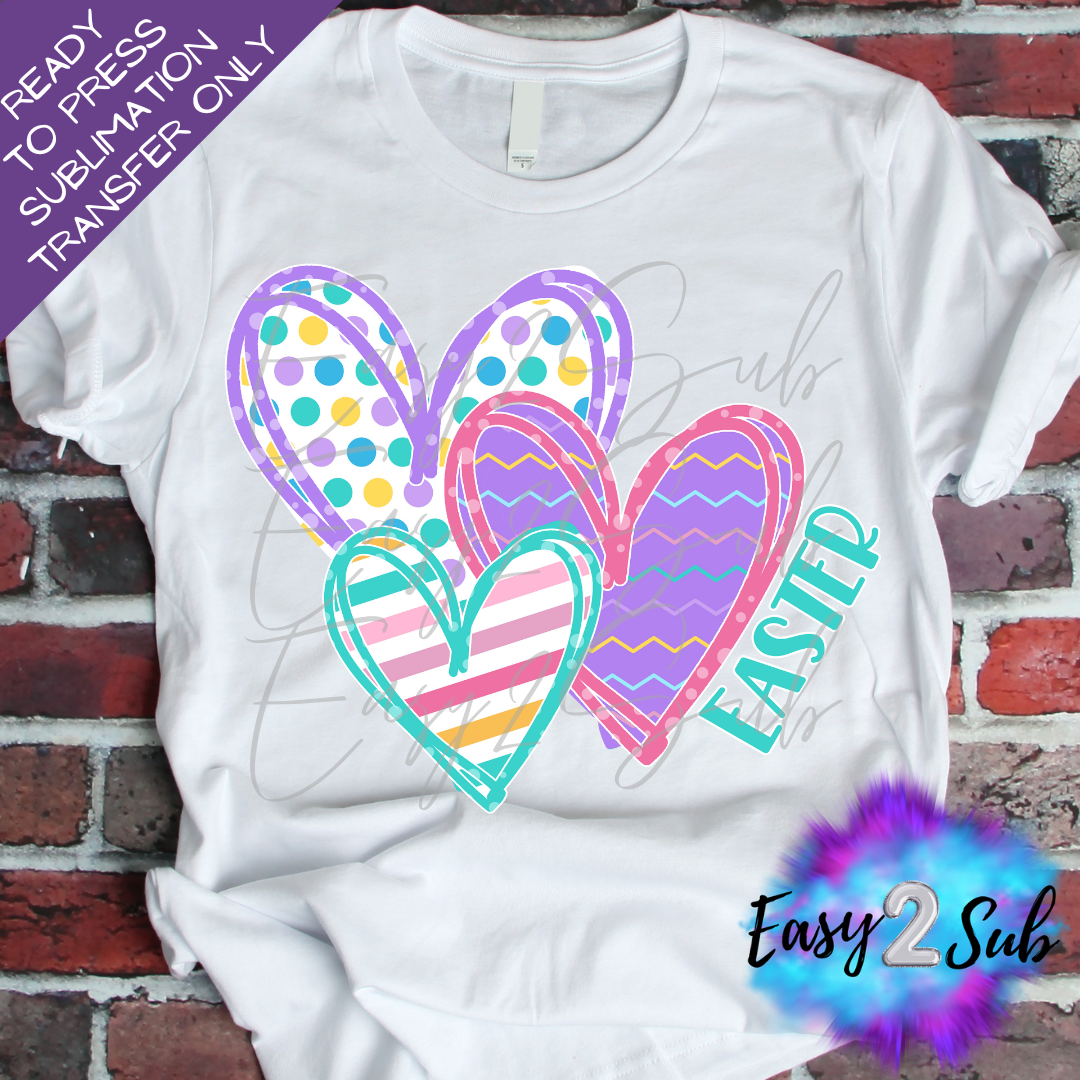 Easter Hearts Sublimation Transfer Print, Ready To Press Sublimation Transfer, Image transfer, T-Shirt Transfer Sheet