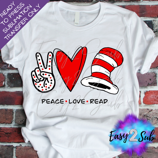 Peace Love Read Sublimation Transfer Print, Ready To Press Sublimation Transfer, Image transfer, T-Shirt Transfer Sheet