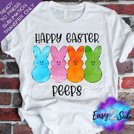 Happy Easter Peeps Sublimation Transfer Print, Ready To Press Sublimation Transfer, Image transfer, T-Shirt Transfer Sheet