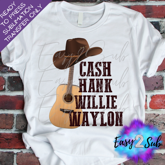 Cash Hank Willie Waylon Sublimation Transfer Print, Ready To Press Sublimation Transfer, Image transfer, T-Shirt Transfer Sheet