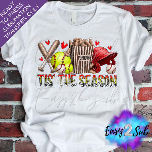 Tis' The Season Baseball & Softball Sublimation Transfer Print, Ready To Press Sublimation Transfer, Image transfer, T-Shirt Transfer Sheet