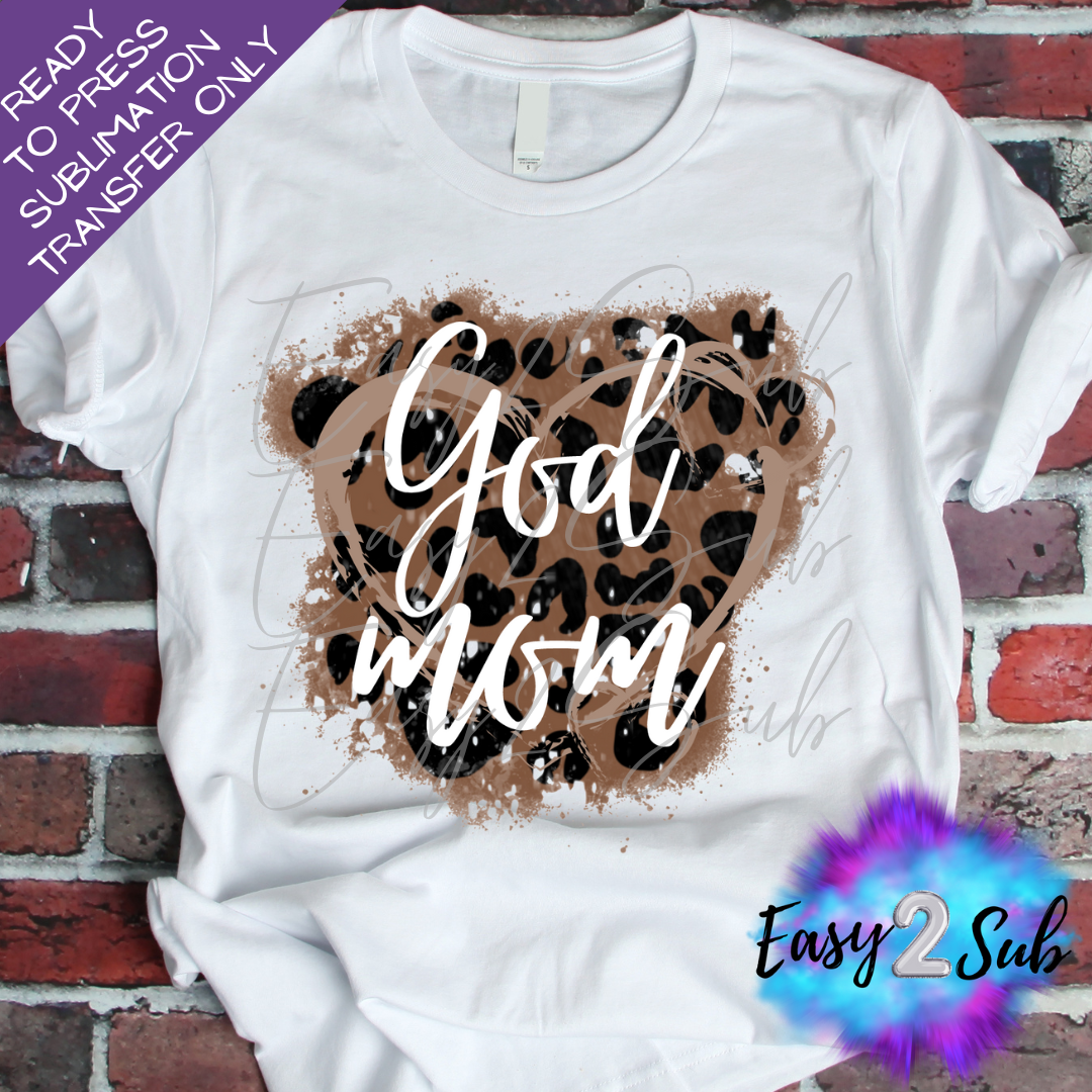 God Mom Leopard Sublimation Transfer Print, Ready To Press Sublimation Transfer, Image transfer, T-Shirt Transfer Sheet