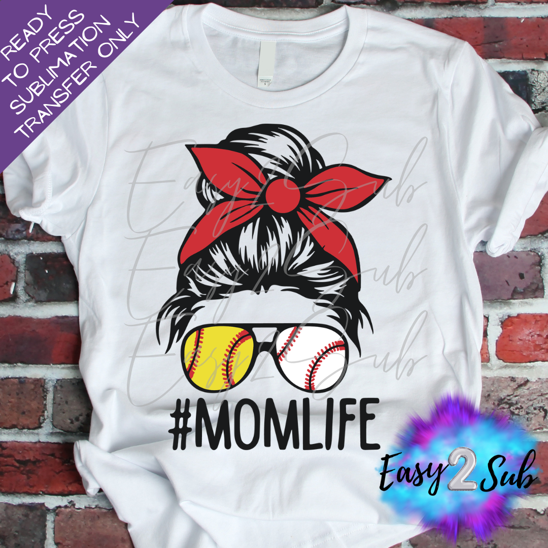 Mom Life Baseball & Softball Sublimation Transfer Print, Ready To Press Sublimation Transfer, Image transfer, T-Shirt Transfer Sheet