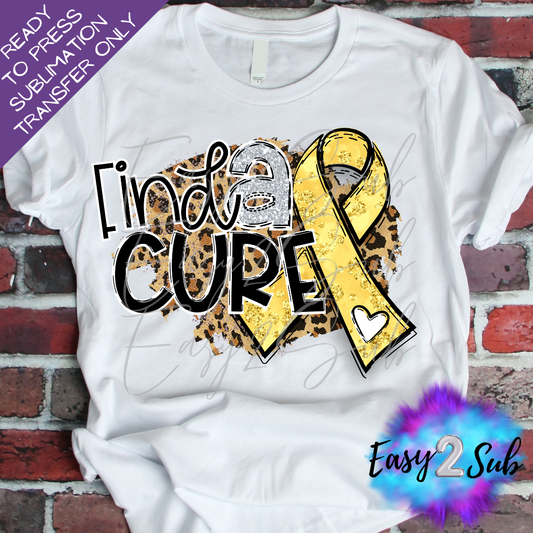 Find A Cure, Childhood Cancer Awareness Sublimation Transfer Print, Ready To Press Sublimation Transfer, Image transfer, T-Shirt Transfer Sheet