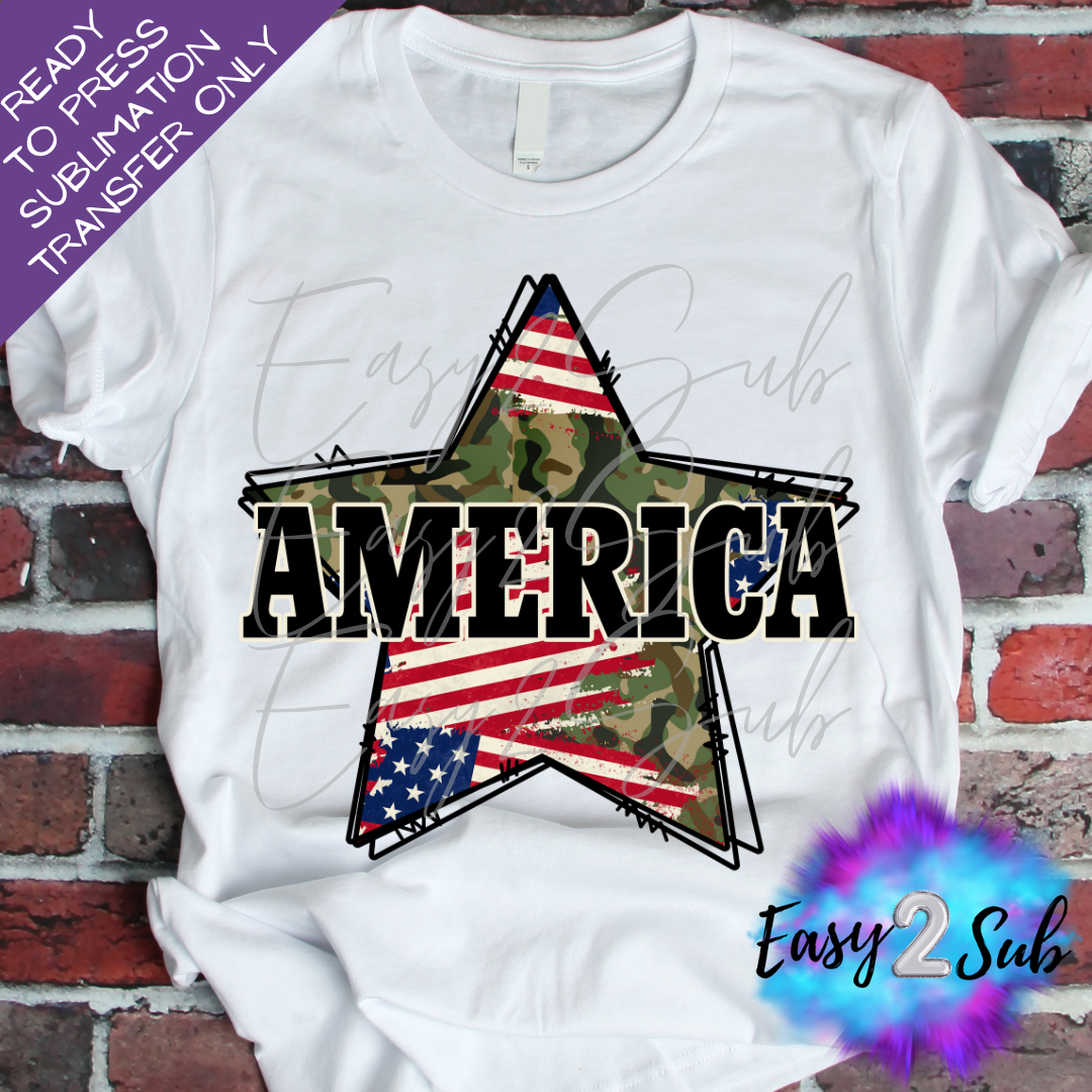 America Military Star Sublimation Transfer Print, Ready To Press Sublimation Transfer, Image transfer, T-Shirt Transfer Sheet