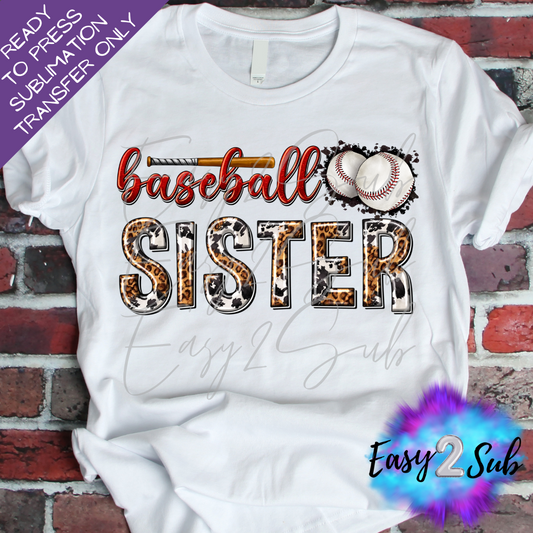 Baseball Sister Sublimation Transfer Print, Ready To Press Sublimation Transfer, Image transfer, T-Shirt Transfer Sheet