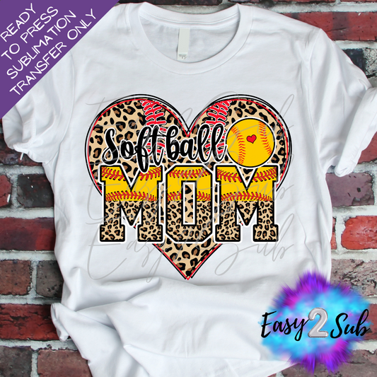 Softball Mom Heart Sublimation Transfer Print, Ready To Press Sublimation Transfer, Image transfer, T-Shirt Transfer Sheet