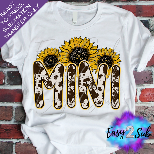 Mini Sunflower Cowhide Sublimation Transfer Print, Ready To Press Sublimation Transfer, Image transfer, T-Shirt Transfer Sheet