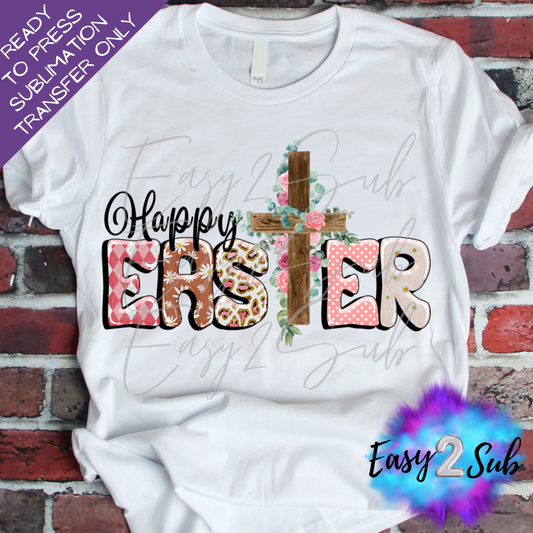 Happy Easter Cross Sublimation Transfer Print, Ready To Press Sublimation Transfer, Image transfer, T-Shirt Transfer Sheet