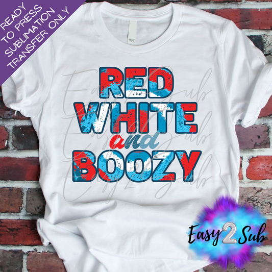 Red White and Boozy Sublimation Transfer Print, Ready To Press Sublimation Transfer, Image transfer, T-Shirt Transfer Sheet