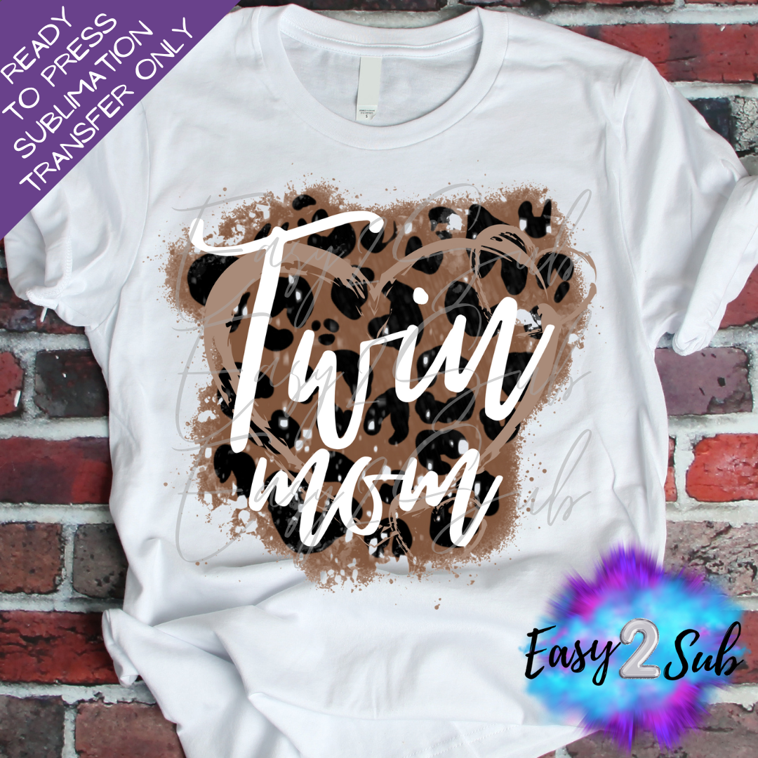 Twin Mom Leopard Sublimation Transfer Print, Ready To Press Sublimation Transfer, Image transfer, T-Shirt Transfer Sheet