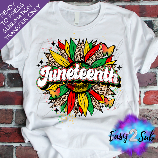 Juneteenth Sunflower Leopard Sublimation Transfer Print, Ready To Press Sublimation Transfer, Image transfer, T-Shirt Transfer Sheet