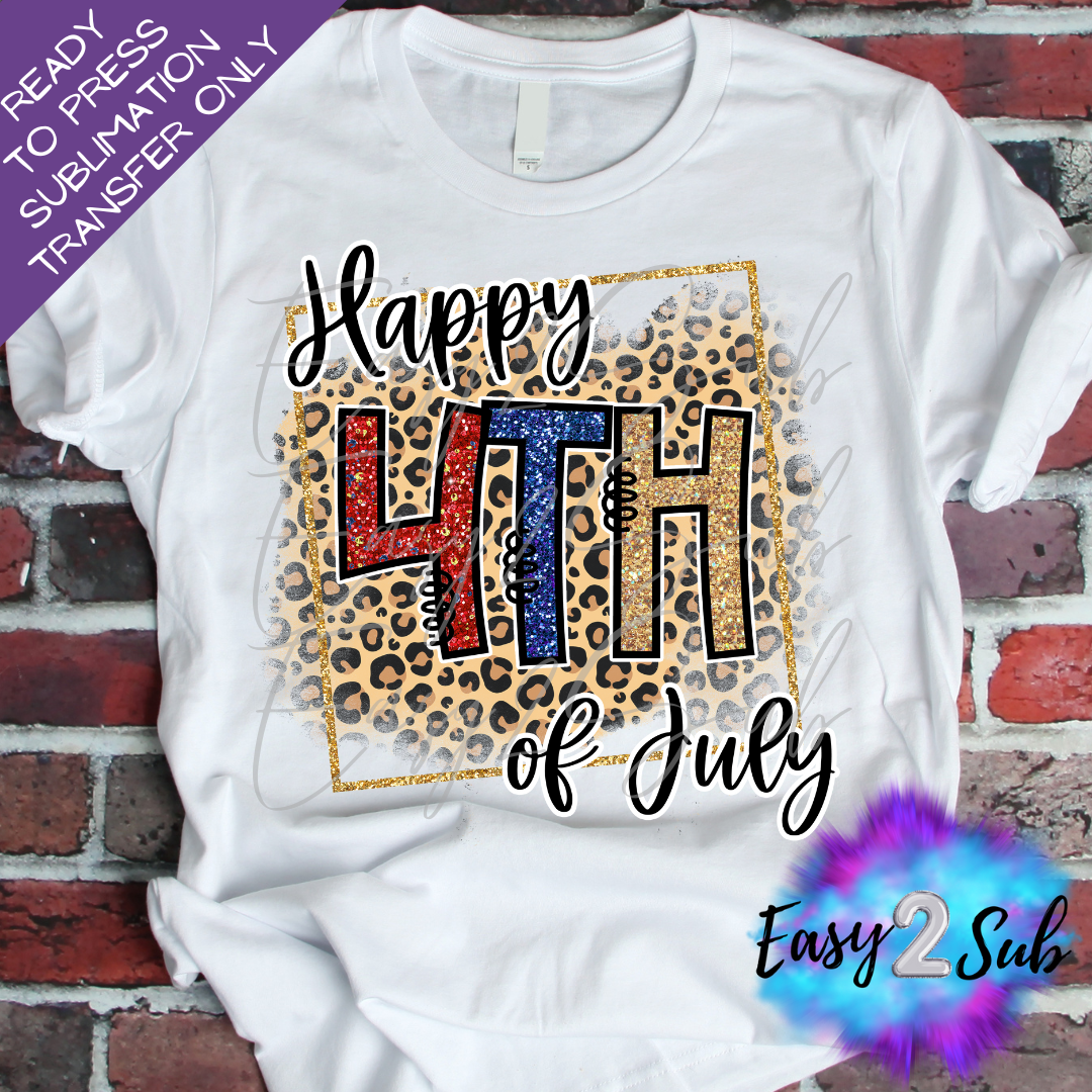 Happy July 4th Leopard Sublimation Transfer Print, Ready To Press Sublimation Transfer, Image transfer, T-Shirt Transfer Sheet