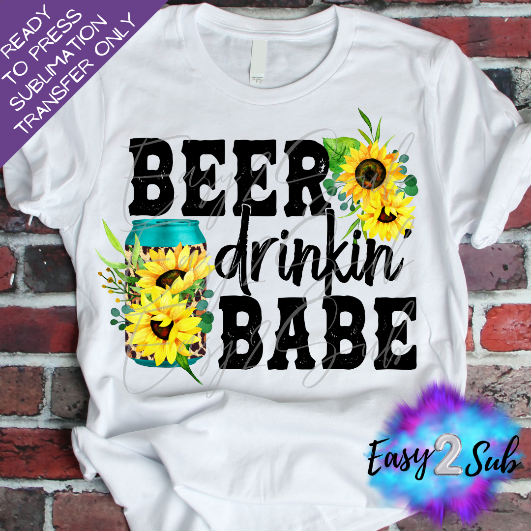 Beer Drinking Babe Sublimation Transfer Print, Ready To Press Sublimation Transfer, Image transfer, T-Shirt Transfer Sheet