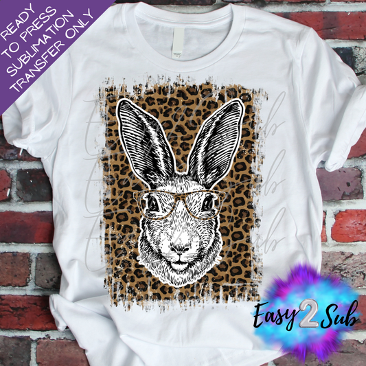 Easter Bunny Leopard Background Sunglasses Sublimation Transfer Print, Ready To Press Sublimation Transfer, Image transfer, T-Shirt Transfer Sheet