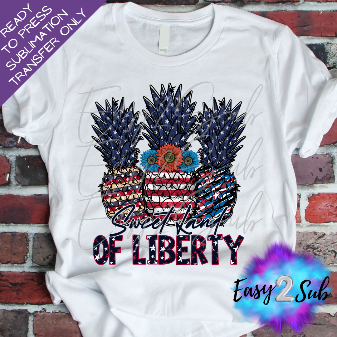 Sweet Land of Liberty Pineapples Sublimation Transfer Print, Ready To Press Sublimation Transfer, Image transfer, T-Shirt Transfer Sheet