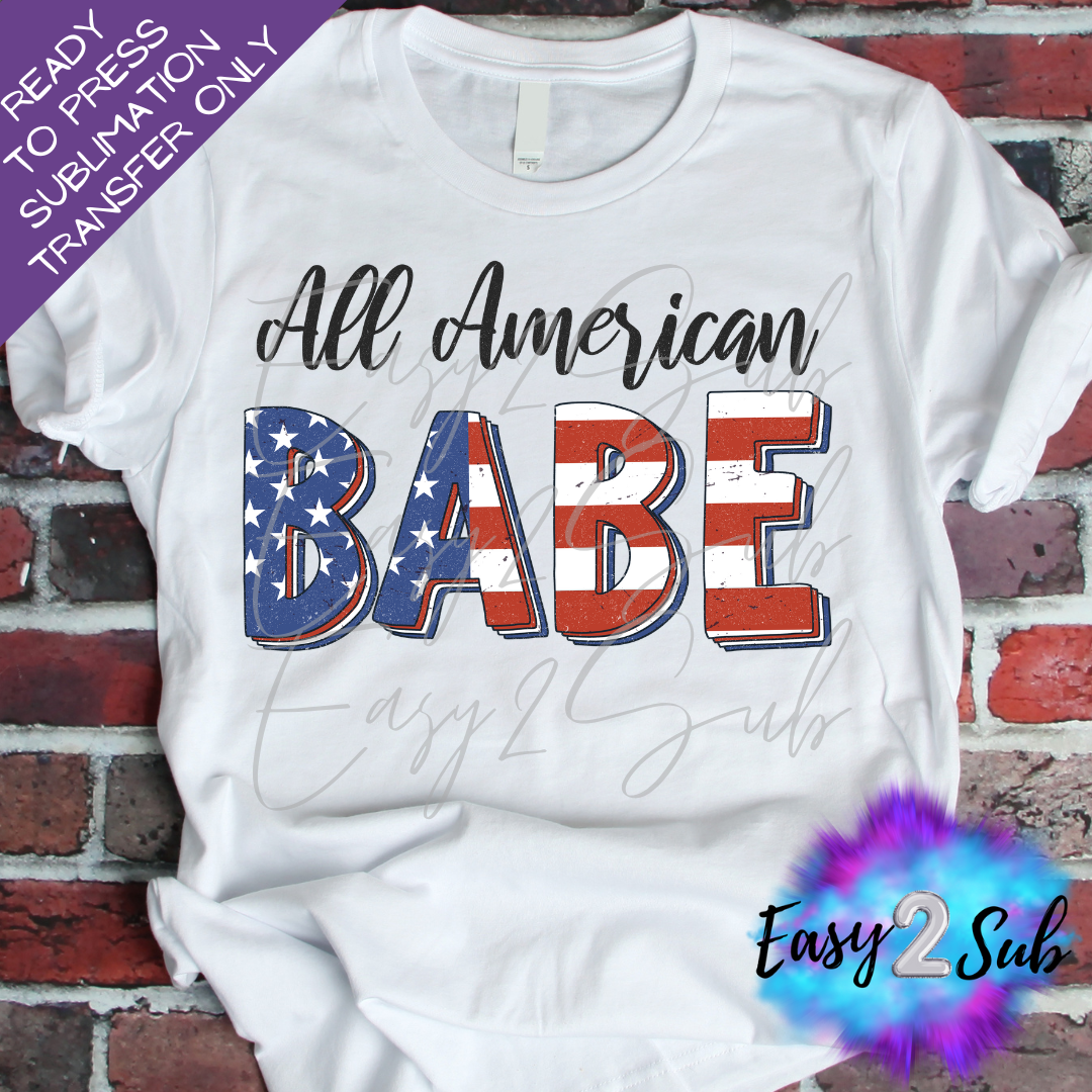 All American Babe Sublimation Transfer Print, Ready To Press Sublimation Transfer, Image transfer, T-Shirt Transfer Sheet