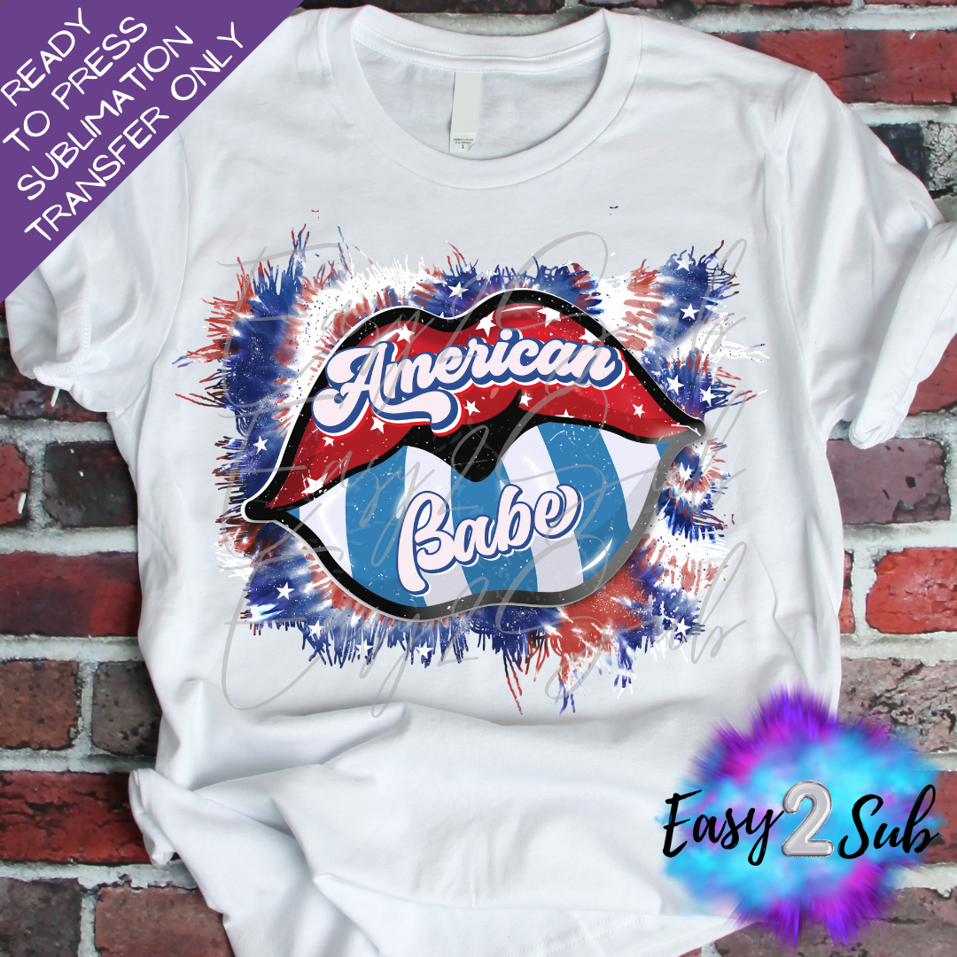 American Babe Lips Sublimation Transfer Print, Ready To Press Sublimation Transfer, Image transfer, T-Shirt Transfer Sheet