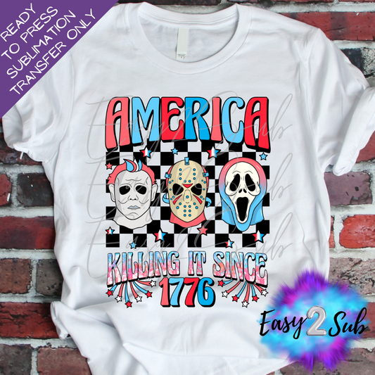 America Killing it Since 1776 Horror Sublimation Transfer Print, Ready To Press Sublimation Transfer, Image transfer, T-Shirt Transfer Sheet