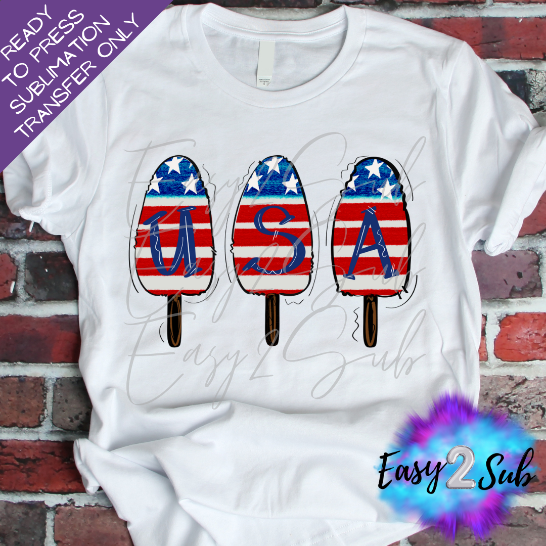 USA Popsicles Sublimation Transfer Print, Ready To Press Sublimation Transfer, Image transfer, T-Shirt Transfer Sheet