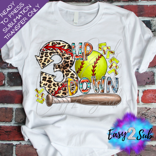 3 Up 3 Down Softball Sublimation Transfer Print, Ready To Press Sublimation Transfer, Image transfer, T-Shirt Transfer Sheet