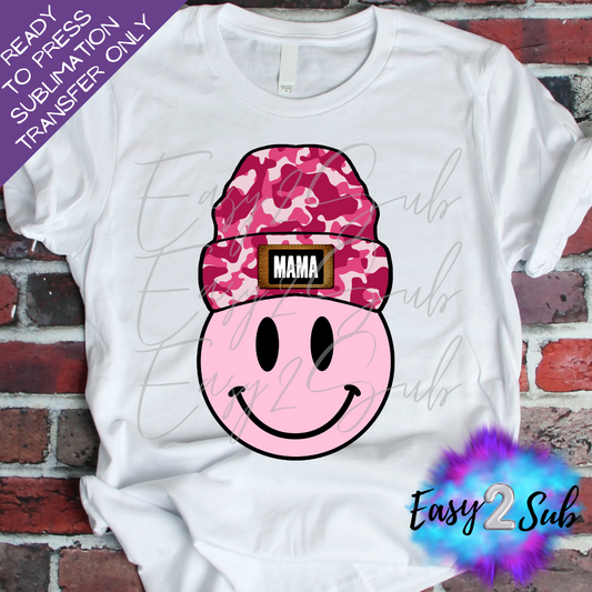 Mama Happy Face Beanie Sublimation Transfer Print, Ready To Press Sublimation Transfer, Image transfer, T-Shirt Transfer Sheet