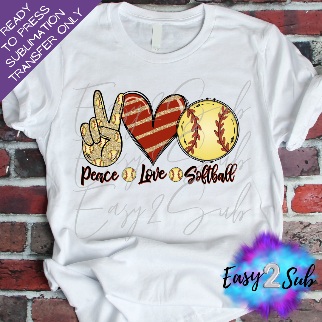 Peace Love Softball Sublimation Transfer Print, Ready To Press Sublimation Transfer, Image transfer, T-Shirt Transfer Sheet