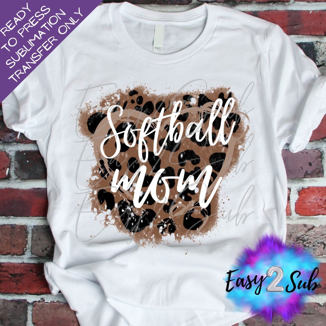 Softball Mama Leopard Background Sublimation Transfer Print, Ready To Press Sublimation Transfer, Image transfer, T-Shirt Transfer Sheet