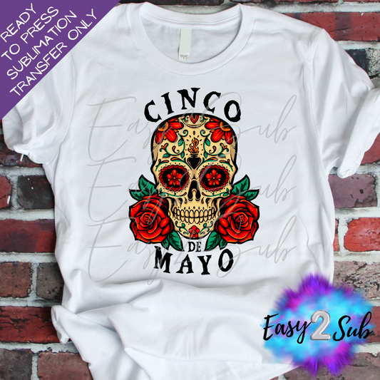 Cinco De Mayo Sugar Skull Sublimation Transfer Print, Ready To Press Sublimation Transfer, Image transfer, T-Shirt Transfer Sheet