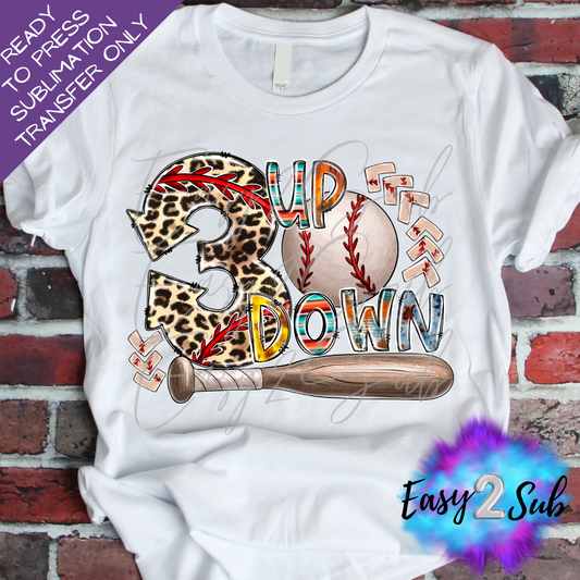 3 Up 3 Down Baseball Sublimation Transfer Print, Ready To Press Sublimation Transfer, Image transfer, T-Shirt Transfer Sheet